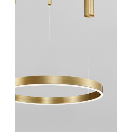 3000K Triac Dimmable Brass Gold Aluminium & Acrylic LED 40 Watt 2943Lm 230 Volt IP20 D: 60 H: 200 cm Adjustable Height 