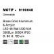 3000K Triac Dimmable Brass Gold Aluminium & Acrylic LED 50 Watt 3684Lm 230 Volt IP20 D: 80 H: 200 cm 