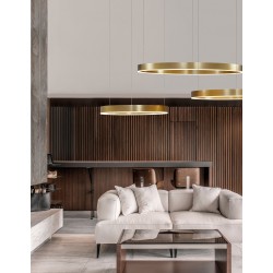 3000K Triac Dimmable Brass Gold Aluminium & Acrylic LED 60 Watt 4165Lm 230 Volt IP20 D: 100 H: 200 cm Adjustable Height 