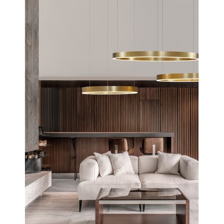 3000K Triac Dimmable Brass Gold Aluminium & Acrylic LED 60 Watt 4165Lm 230 Volt IP20 D: 100 H: 200 cm Adjustable Height 
