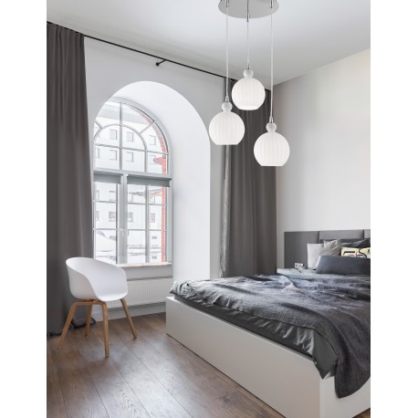 Chrome Aluminium Opal Glass LED E14 3x5 Watt 230 Volt IP20 Bulb Excluded D: 37 H1: 20.4 H2: 120 cm Adjustable Height 