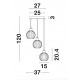 Chrome Aluminium Opal Glass LED E14 3x5 Watt 230 Volt IP20 Bulb Excluded D: 37 H1: 20.4 H2: 120 cm Adjustable Height 