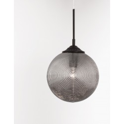 Smoky Gray Glass Matt Black Metal LED E27 1x12 Watt 230 Volt IP20 Bulb Excluded D: 25 H: 120 cm Adjustable height 