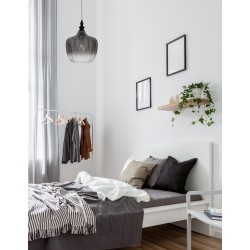 Matt Black Metal Smoky Gray Glass LED E27 1x12 Watt 230 Volt IP20 Bulb Excluded D: 24 H1: 32 H2: 120 cm Adjustable height 