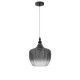Matt Black Metal Smoky Gray Glass LED E27 1x12 Watt 230 Volt IP20 Bulb Excluded D: 24 H1: 32 H2: 120 cm Adjustable height 
