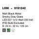 Matt Black Metal Smoky Gray Glass LED E27 1x12 Watt 230 Volt IP20 Bulb Excluded D: 24 H1: 32 H2: 120 cm Adjustable height 