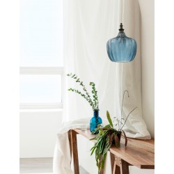 Matt Black Metal Dark Blue Glass LED E27 1x12 Watt 230 Volt IP20 Bulb Excluded D: 24 H1: 32 H2: 120 cm Adjustable height 