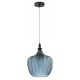 Matt Black Metal Dark Blue Glass LED E27 1x12 Watt 230 Volt IP20 Bulb Excluded D: 24 H1: 32 H2: 120 cm Adjustable height 