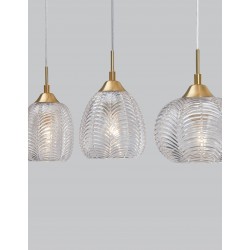 Clear Glass & Satin Gold Metal LED E27 3x12 Watt 230 Volt IP20 Bulb Excluded L: 76 W: 18 H: 120 cm Adjustable Height 