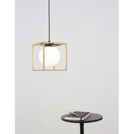 Brass & Black Metal White Opal Glass LED E14 1x5 Watt 230 Volt IP20 Bulb Excluded L: 18 W: 18 H: 120 cm Adjustable height 