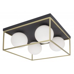Brass & Black Metal White Opal Glass LED E14 4x12 Watt 230 Volt IP20 Bulb Excluded L: 45 W: 45 H: 20 cm 