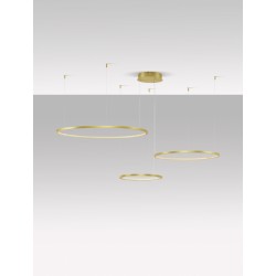 Triac Dimmable Gold Aluminium & Acrylic LED 80 Watt 230 Volt 5600Lm 3000K IP20 D: 130 H: 150 cm Adjustable Height 