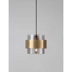 Smoky Glass Brass Gold Metal LED E27 1x12 Watt 230 Volt IP20 Bulb Excluded D: 18 H1: 16 H2: 220 cm Adjustable height 