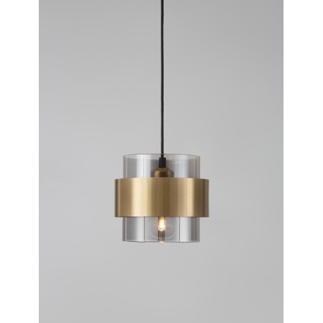 Smoky Glass Brass Gold Metal LED E27 1x12 Watt 230 Volt IP20 Bulb Excluded D: 18 H1: 16 H2: 220 cm Adjustable height 