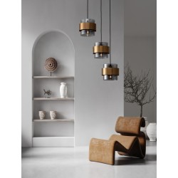 Smoky Glass Brass Gold Metal LED E27 3x12 Watt 230 Volt IP20 Bulb Excluded D: 45 H: 170 cm Adjustable height 