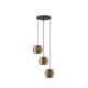 Smoky Glass Brass Gold Metal LED E27 3x12 Watt 230 Volt IP20 Bulb Excluded D: 45 H: 170 cm Adjustable height 