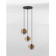 Smoky Glass Brass Gold Metal LED E27 3x12 Watt 230 Volt IP20 Bulb Excluded D: 45 H: 170 cm Adjustable height 