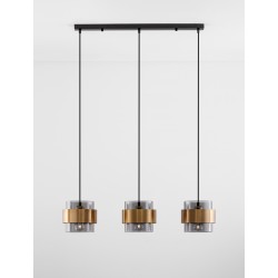 Smoky Glass Brass Gold Metal LED E27 3x12 Watt 230 Volt IP20 Bulb Excluded L: 82 W: 18 H: 140 cm Adjustable height 
