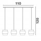 Smoky Glass Brass Gold Metal LED E27 4x12 Watt 230 Volt IP20 Bulb Excluded L: 110 W: 18 H: 120 cm 