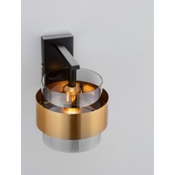 Smoky Glass Brass Gold Metal LED E27 1x12 Watt 230 Volt IP20 Bulb Excluded D: 18 W: 23.5 H: 21.5 cm 