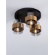 Smoky Glass Brass Gold Metal LED E27 3x12 Watt 230 Volt IP20 Bulb Excluded D: 37 H: 20 cm 