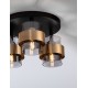 Smoky Glass Brass Gold Metal LED E27 3x12 Watt 230 Volt IP20 Bulb Excluded D: 37 H: 20 cm 