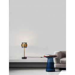 Smoky Glass Brass Gold Metal LED E27 1x12 Watt 230 Volt IP20 Bulb Excluded Cable Length: 165 cm D: 18 H: 47 cm 