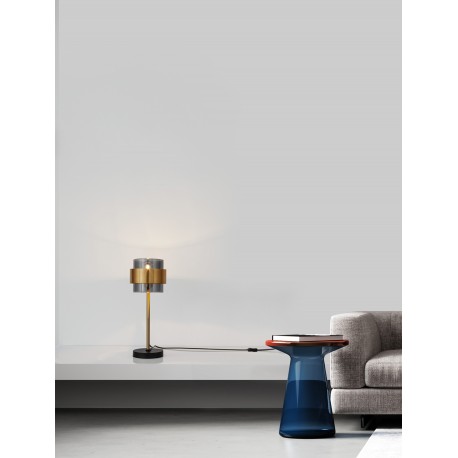Smoky Glass Brass Gold Metal LED E27 1x12 Watt 230 Volt IP20 Bulb Excluded Cable Length: 165 cm D: 18 H: 47 cm 