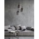 Double Layered Smoky Glass Black Cord Black Metal Base LED E27 3x12 Watt 230 Volt IP20 Bulb Excluded D: 30 H: 185 cm Adjustable 