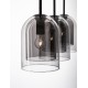 Double Layered Smoky Glass Black Cord Black Metal Base LED E27 3x12 Watt 230 Volt IP20 Bulb Excluded L: 70 W: 18 H: 158 cm Adj