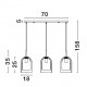 Double Layered Smoky Glass Black Cord Black Metal Base LED E27 3x12 Watt 230 Volt IP20 Bulb Excluded L: 70 W: 18 H: 158 cm Adj