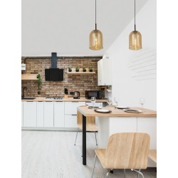 Double Layered Dark Champagne Glass Black Cord Black Metal Base LED E27 1x12 Watt 230 Volt IP20 Bulb Excluded D: 18 H: 240 cm 