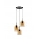 Double Layered Dark Champagne Glass Black Cord Black Metal Base LED E27 3x12 Watt 230 Volt IP20 Bulb Excluded D: 30 H: 185 cm 