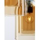 Double Layered Dark Champagne Glass Black Cord Black Metal Base LED E27 3x12 Watt 230 Volt IP20 Bulb Excluded D: 30 H: 185 cm 