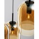 Double Layered Dark Champagne Glass Black Cord Black Metal Base LED E27 3x12 Watt 230 Volt IP20 Bulb Excluded D: 30 H: 185 cm 