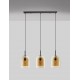 Double Layered Dark Champagne Glass Black Cord Black Metal Base LED E27 3x12 Watt 230 Volt IP20 Bulb Excluded L: 70 W:18 H: 15