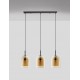 Double Layered Dark Champagne Glass Black Cord Black Metal Base LED E27 3x12 Watt 230 Volt IP20 Bulb Excluded L: 70 W:18 H: 15