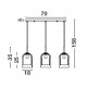 Double Layered Dark Champagne Glass Black Cord Black Metal Base LED E27 3x12 Watt 230 Volt IP20 Bulb Excluded L: 70 W:18 H: 15