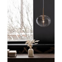 Clear Glass & Brass Gold Metal White Cord LED E27 1x12 Watt 230 Volt IP20 Bulb Excluded D: 28 H: 190 cm Adjustable height 