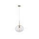 Clear Glass & Brass Gold Metal White Cord LED E27 1x12 Watt 230 Volt IP20 Bulb Excluded D: 28 H: 190 cm Adjustable height 