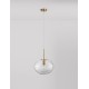 Clear Glass & Brass Gold Metal White Cord LED E27 1x12 Watt 230 Volt IP20 Bulb Excluded D: 28 H: 190 cm Adjustable height 