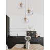Clear Glass & Brass Gold Metal White Cord LED E27 3x12 Watt 230 Volt IP20 Bulb Excluded D: 30 H: 180 cm Adjustable height