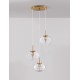 Clear Glass & Brass Gold Metal White Cord LED E27 3x12 Watt 230 Volt IP20 Bulb Excluded D: 30 H: 180 cm Adjustable height 