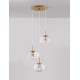Clear Glass & Brass Gold Metal White Cord LED E27 3x12 Watt 230 Volt IP20 Bulb Excluded D: 30 H: 180 cm Adjustable height 