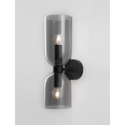 Smoky Glass Black Metal Base LED E14 2x5 Watt 230 Volt IP20 Bulb Excluded D: 11.5 W: 16.5 H: 37.5 cm 