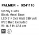 Smoky Glass Black Metal Base LED E14 2x5 Watt 230 Volt IP20 Bulb Excluded D: 11.5 W: 16.5 H: 37.5 cm 