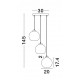 Smoky Glass Black Cord Black Metal Base LED E27 3x12 Watt 230 Volt IP20 Bulb Excluded D: 30 H: 145 cm Adjustable height 