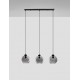Smoky Glass Black Cord Black Metal Base LED E27 3x12 Watt 230 Volt IP20 Bulb Excluded L: 84 H 1: 17.4 H 2: 145 cm Adjustable h