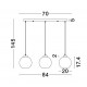 Smoky Glass Black Cord Black Metal Base LED E27 3x12 Watt 230 Volt IP20 Bulb Excluded L: 84 H 1: 17.4 H 2: 145 cm Adjustable h