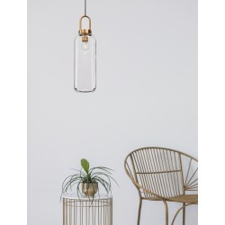 Clear Glass Black Cord Brass Gold Metal LED E27 1x12 Watt 230 Volt IP20 Bulb Excluded D: 15.5 H1: 53 H2: 255 cm Adjustable Hei